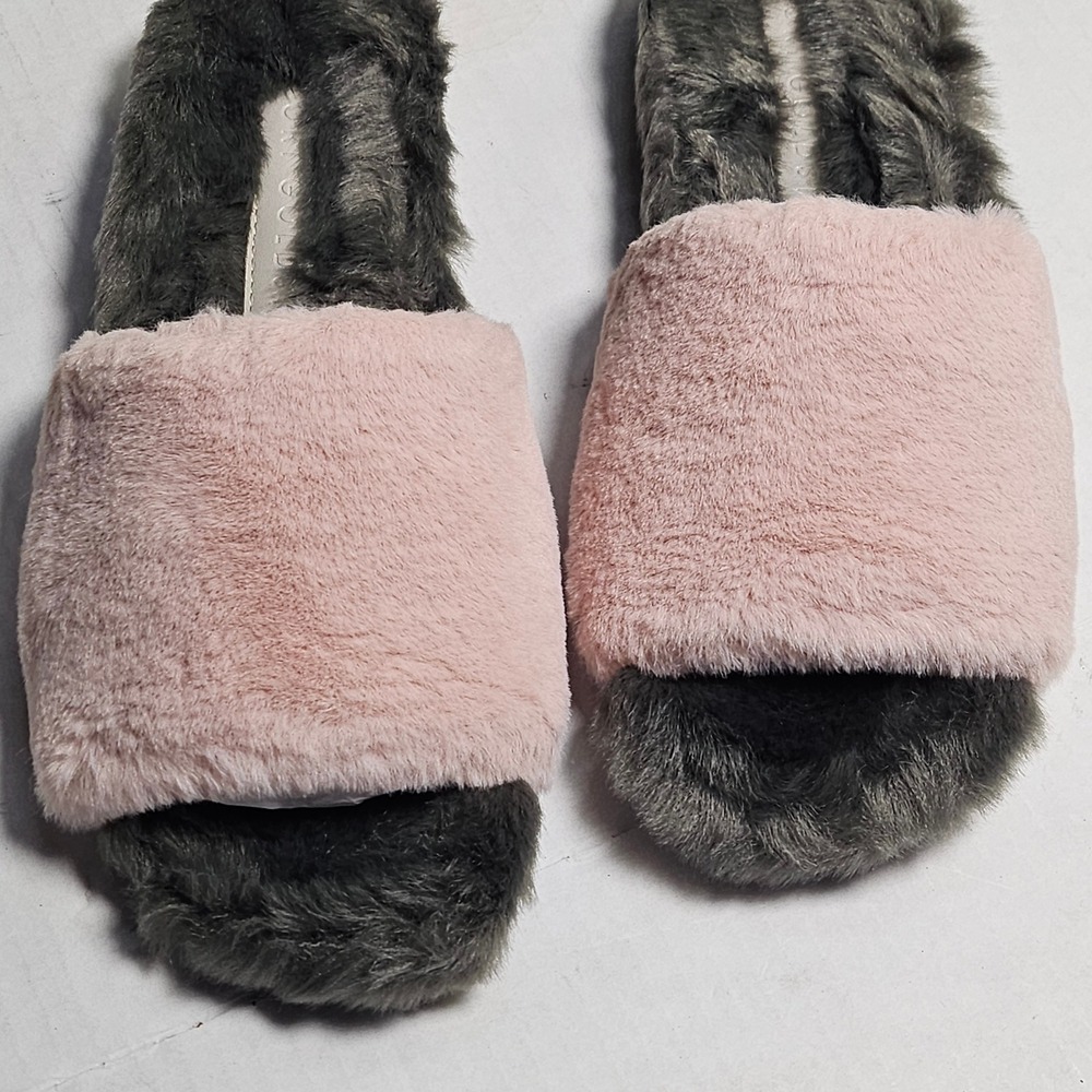 Lori Goldstein Li-Dillian Dark Pink Teddy Bear Faux Fur Slide Slippers Womens 5M